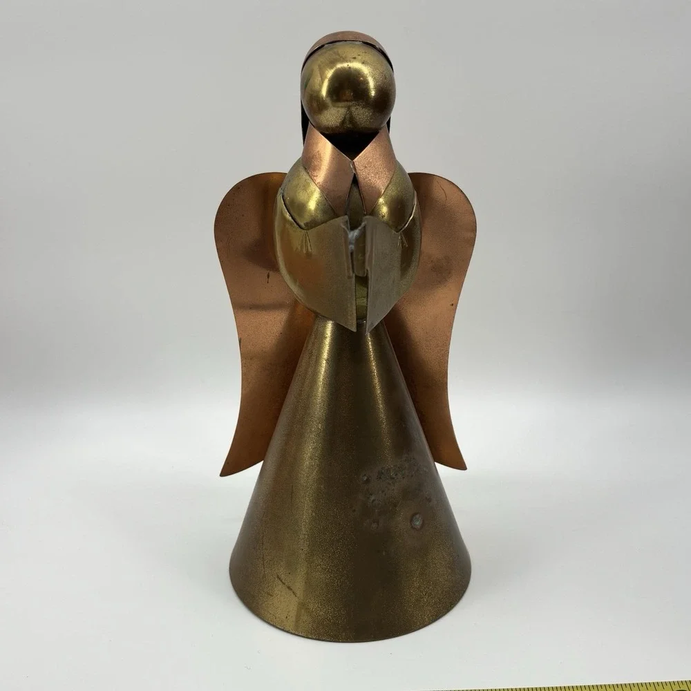Vintage Mid‎ Century Brass & Copper Angel Christmas Candleholder 6